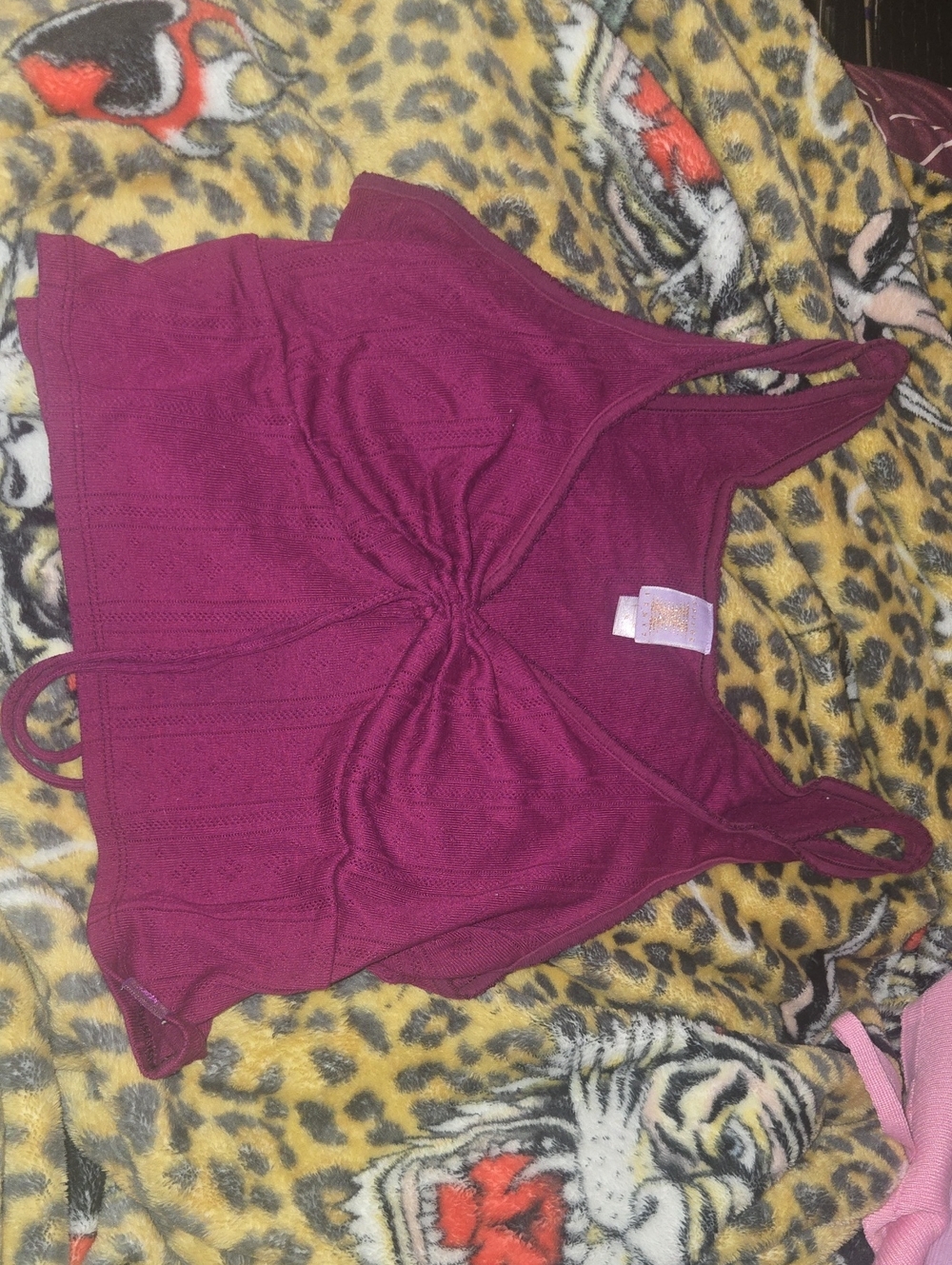 Savage X Fenty Deep Magenta Twist-Front Knit Camisole